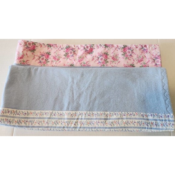 Softest 90's Vtg Handmade Flannel Baby Blanket, Childs Blue Pink Floral - Picture 8 of 10